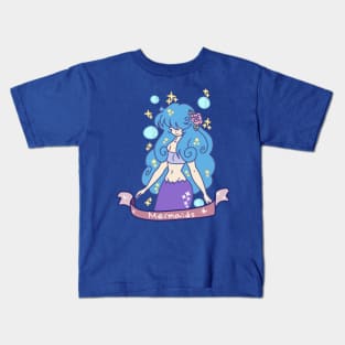 Blue-haired Mermaid Girl Kids T-Shirt